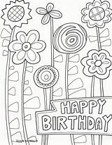 Doodle Coloring Birthday Happy Pages Printable Adult Alley Adults Card Cards Print Kids Color Flower Colouring Drawing Funny Aunt Brithday sketch template