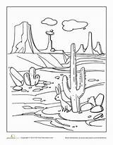 Desert Coloring Education Nature sketch template