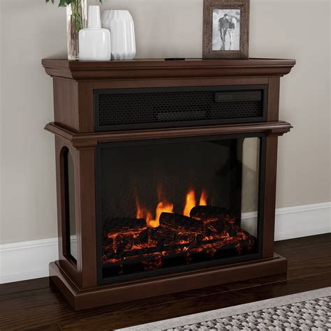 freestanding electric fireplace  sided space heater  mantel remote control led flames