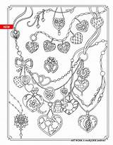 Coloring Pages Necklace Adult Tattoo Book Fashions Fanciful Popular Printable Necklaces Sheets Flower Foto Cute Choose Board Fan sketch template