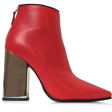emilio pucci shoes cherry red leather ankle boot    polyvore featuring shoes