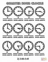 Dibujo Cuartos Uhren Ausdrucken Clocks Worksheets Hojas sketch template