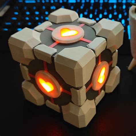 portal companion cube led light  gift box decor gaming etsy