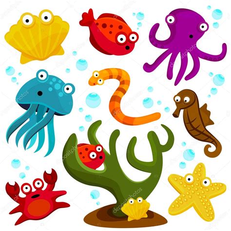 cartoon sea creatures stock vector  bogalo