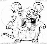 Rat Ugly Cartoon Clipart Depressed Outlined Coloring Vector Thoman Cory Royalty sketch template