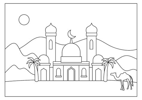 premium vector mosque building coloring page  kids