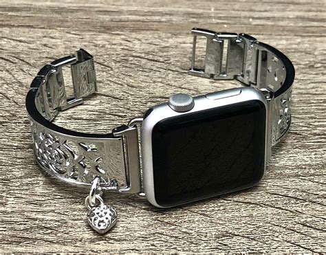 floral silver apple  band apple  charm bands apple  strap iwatch band