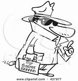 Secret Spy Top Clipart Agent Carrying Information Clip Coloring Outline Illustration Rf Royalty Undercover Line Toonaday sketch template