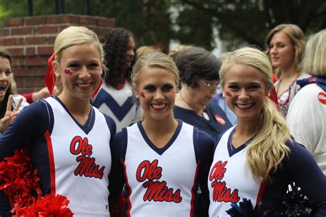 cheerleaders in the grove at ole miss in oxford ms ole miss
