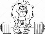 Colorear Pesas Levantamiento Deportista Libro Lifting Sportsman Weightlifting Fuerte Atleta Vectorial sketch template