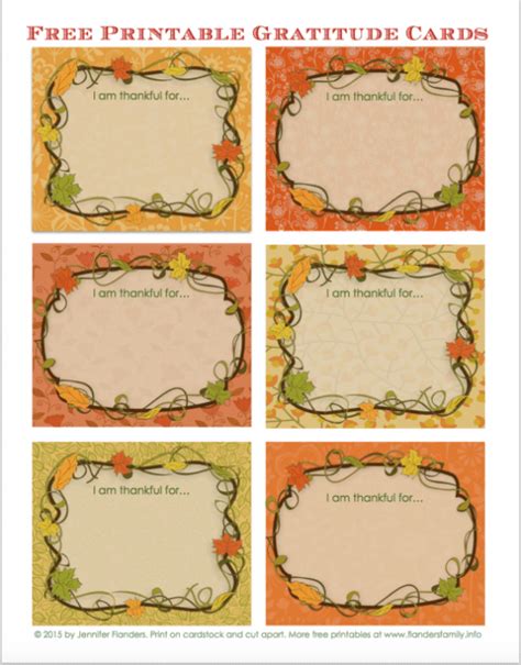 printable gratitude cards  thanksgiving  wwwflandersfamily