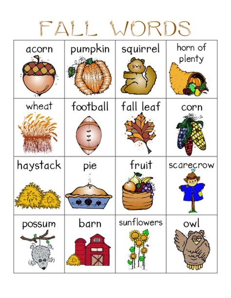 images  fall words printable preschool printable fall word