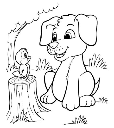 girl  dog coloring page