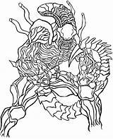 Predator Colouring Xenomorph Aliens Avp Boyama Kitapları Samurai Vm Ufo sketch template