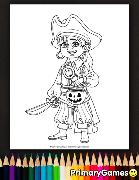 boy  pirate costume coloring page printable halloween coloring