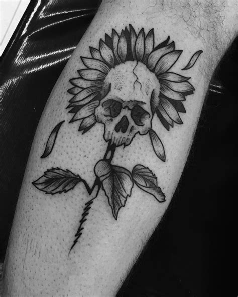 Skull And Flower Tattoo Small
