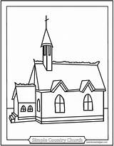 Church Coloring Country Catholic Simple Printable Churches Template Sanctuary Saintanneshelper Sketch sketch template