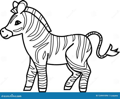 striped cartoon zebra coloring page stock vector illustration