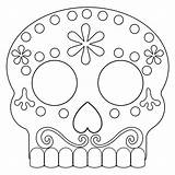 Sugar Skull Dead Printable Masks Skulls Coloring Mask Halloween Paper Pages Print Coco Colouring Papertraildesign Kids Color Craft Decorations Easy sketch template