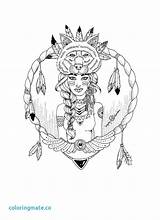 Dreamcatcher Wolf Drawing Coloring Pages Getdrawings sketch template