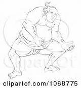 Sketched Wrestler Sumo Patrimonio Coloring Pages Book Illustrations Royalty sketch template