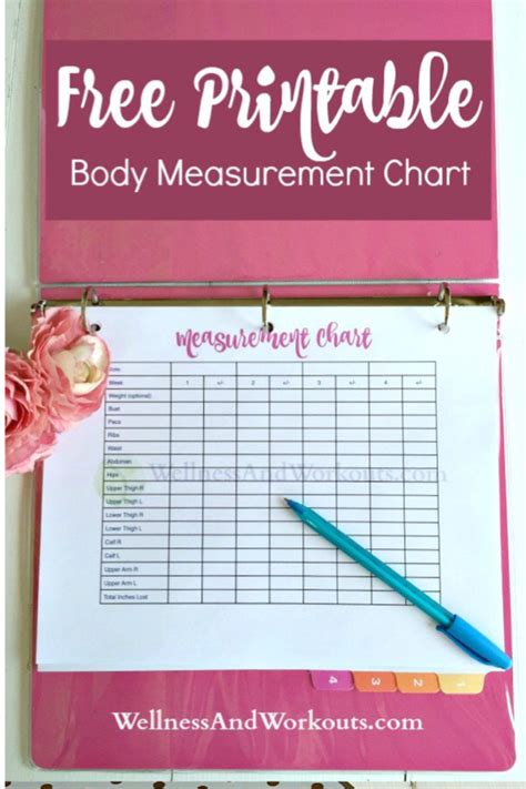 printable body measurement chart body measurement tracker