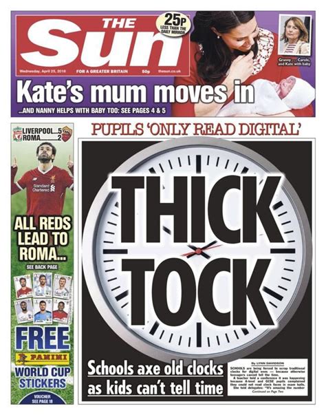 newspaper headline kids   time  analogue clocks