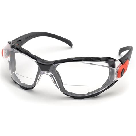 Elvex Go Specs Bifocal Safety Glasses Black Frame Foam Seal Clear Anti