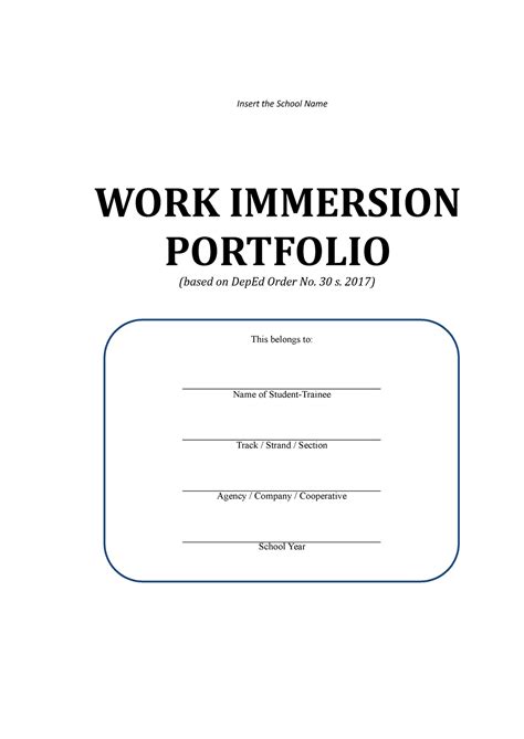 work immersion portfolio based  dep ed insert  school  work
