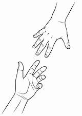 Reaching Hands Stretched Outline Reaches sketch template