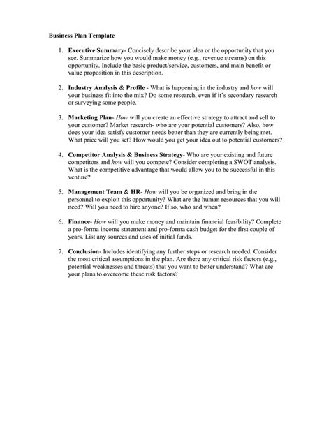 view   template business plan executive summary