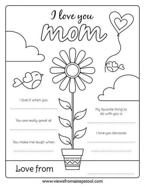 love  mom coloring page  kids mothers day crafts preschool