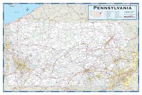 Pennsylvania County Highway Wall Map By Mapsales