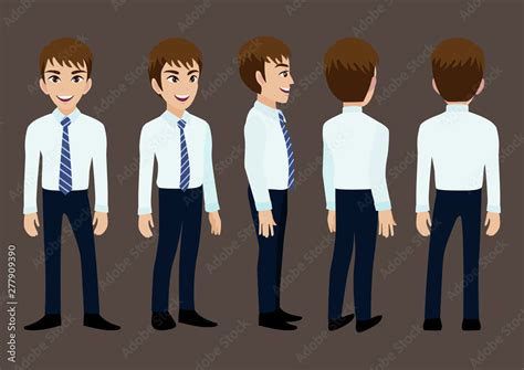 cartoon character  business man  suit  animation front side