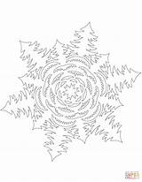 Snowflake Coloring Pages Forest Tree Christmas Paper sketch template