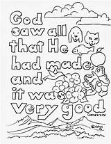 Coloring Bible Pages Kids Genesis Verse 31 Color Print Printable Sheets Toddlers Creation Preschool Adron Mr Animals Children Verses God sketch template
