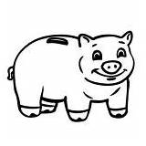 Piggy Bank Coloring Smiling Saving Money sketch template