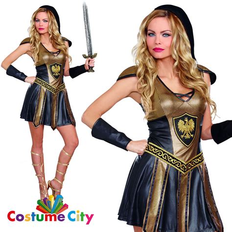 womens ladies deadly ancient warrior fancy dress halloween party