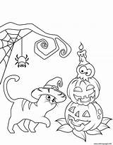 Halloween Coloring Jack Cat Pages Lantern Lanterns Kids Kleurplaten Printable Print Van Kleurplaat sketch template