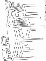 Chairs Table Coloring Pages Colouring Kids Furniture sketch template