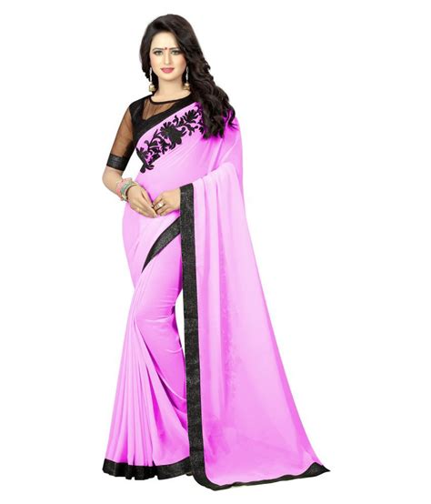 priya fashion pink and purple georgette saree buy priya fashion pink