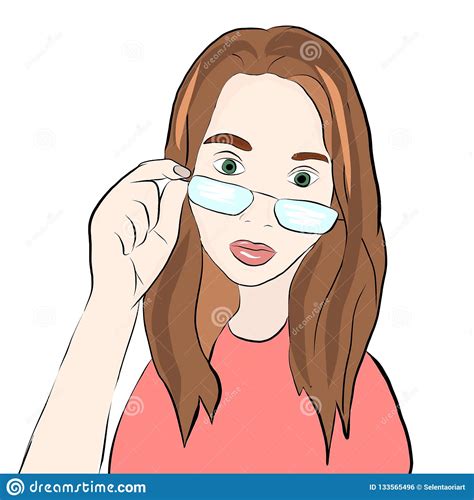 Girl In Glasses Vector Illustration Stock Vector Illustration Of