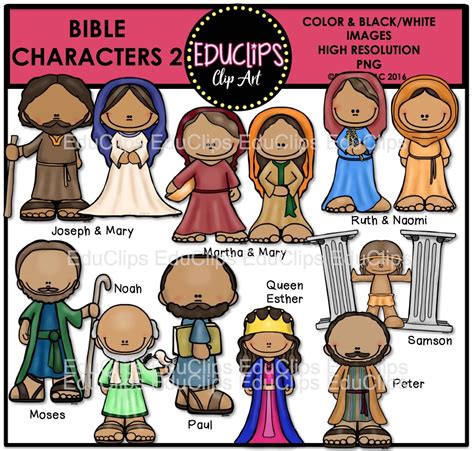 bible characters  clip art bundle color  bw  clips bible
