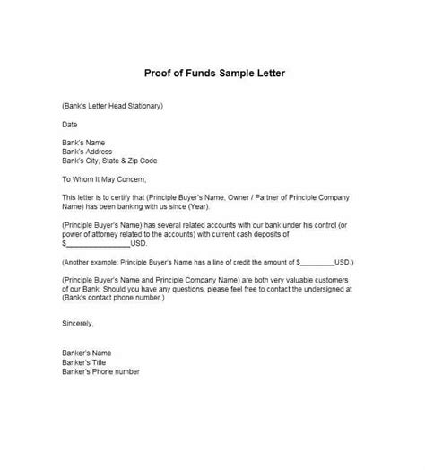 access  funds letter beautiful   proof  funds letter