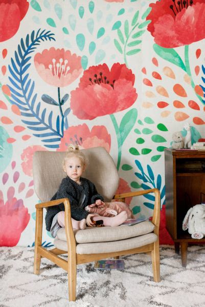 Poppy Mural Crimson Poppy Wallpaper For Walls Anewall Anewall