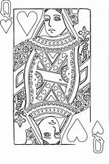 Queen Hearts Coloring Pages Cards Deck Playing Card Clip King Colouring Heart Template Drawing Sheets Color Clipart Clker Wonderland Alice sketch template
