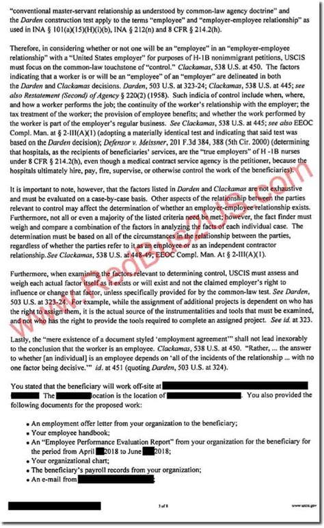hb denial letterreal  uscis speciality occupation employer