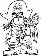 Garfield Colorir Pirate Pirates sketch template