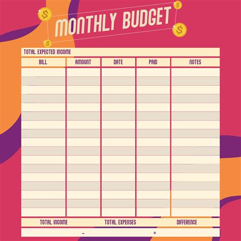 printable blank monthly budget template printable templates