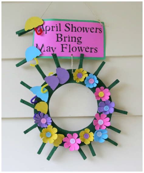 recycled craft april showers bring  flowers clothespin wreath kix